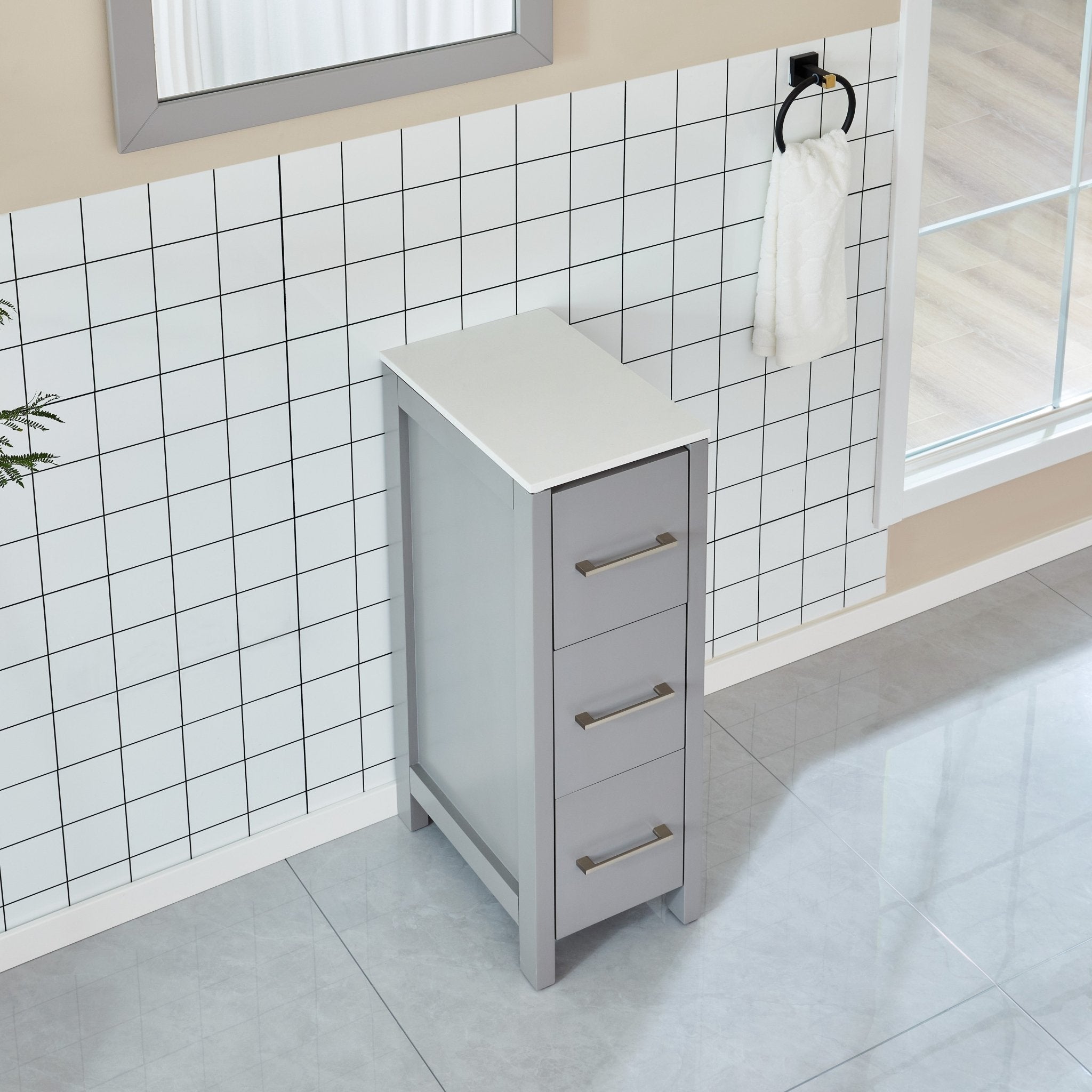 12" Bathroom Cabinet 3 Drawer Side Storage Organizer - HomeBeyond