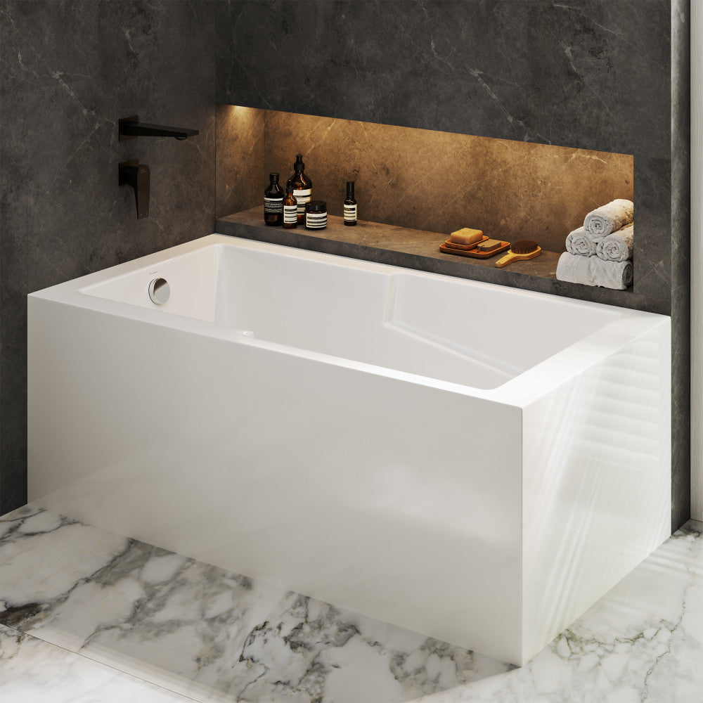 Claire 60" x 32" Left-Hand Drain Drain Alcove Bath Tub with Corner Apron