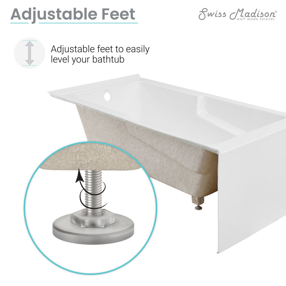 Claire 60" x 32" Left-Hand Drain Drain Alcove Bath Tub with Corner Apron