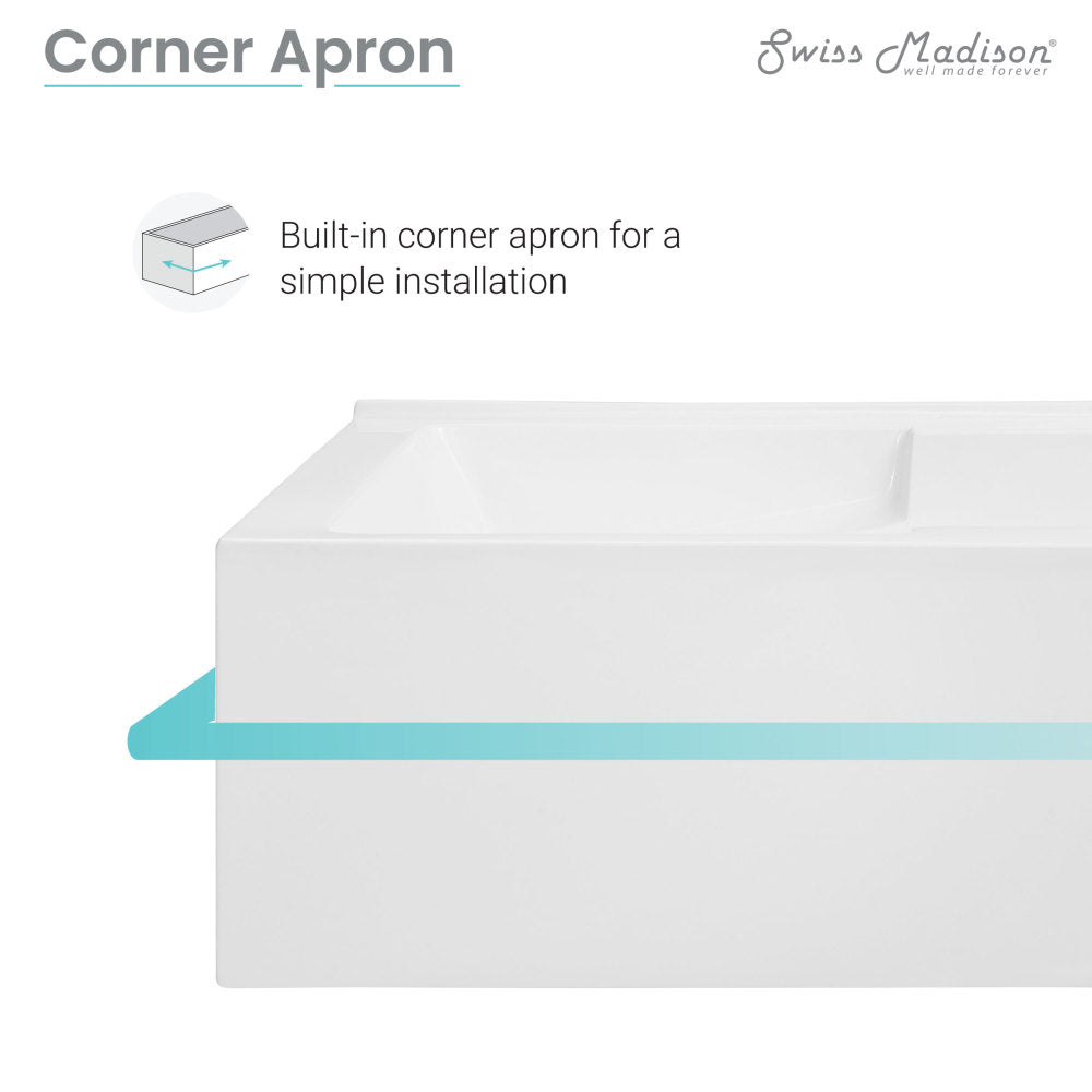 Claire 60" x 32" Left-Hand Drain Drain Alcove Bath Tub with Corner Apron