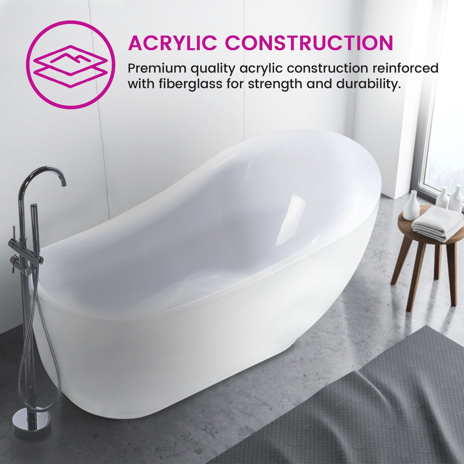 71" x 35" Freestanding Acrylic Bathtub - HomeBeyond