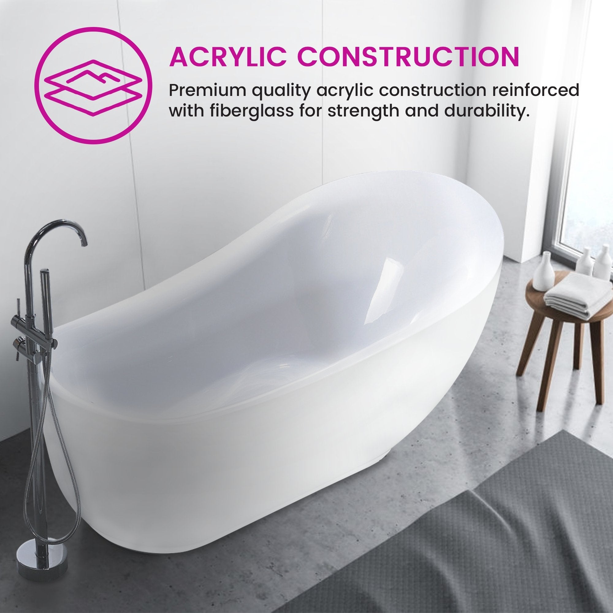 71" x 35" Freestanding Acrylic Bathtub - HomeBeyond