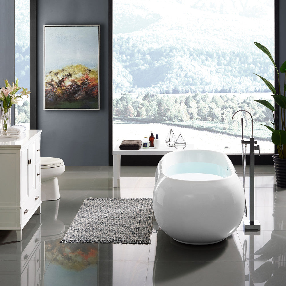Experience Luxury with the Plaisir 63" Freestanding Bathtub: White Glossy Finish