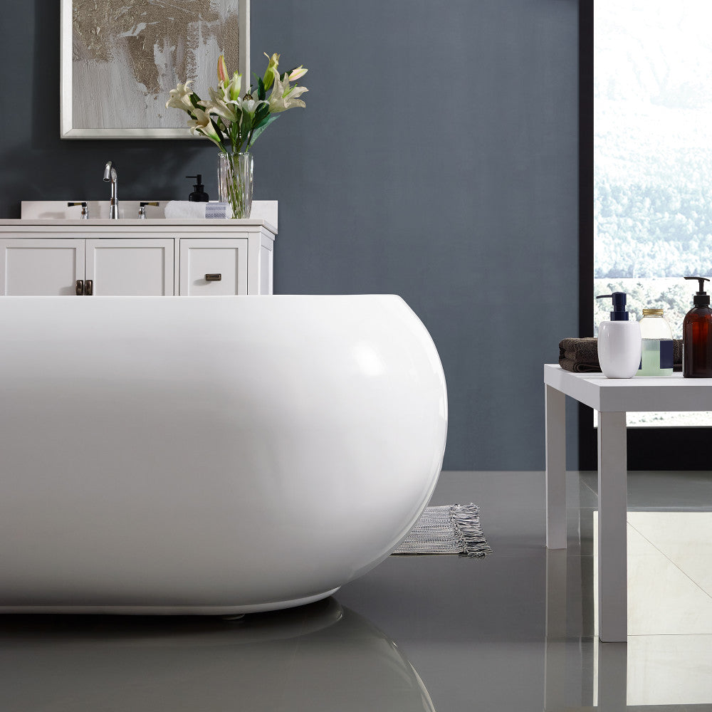 Experience Luxury with the Plaisir 63" Freestanding Bathtub: White Glossy Finish