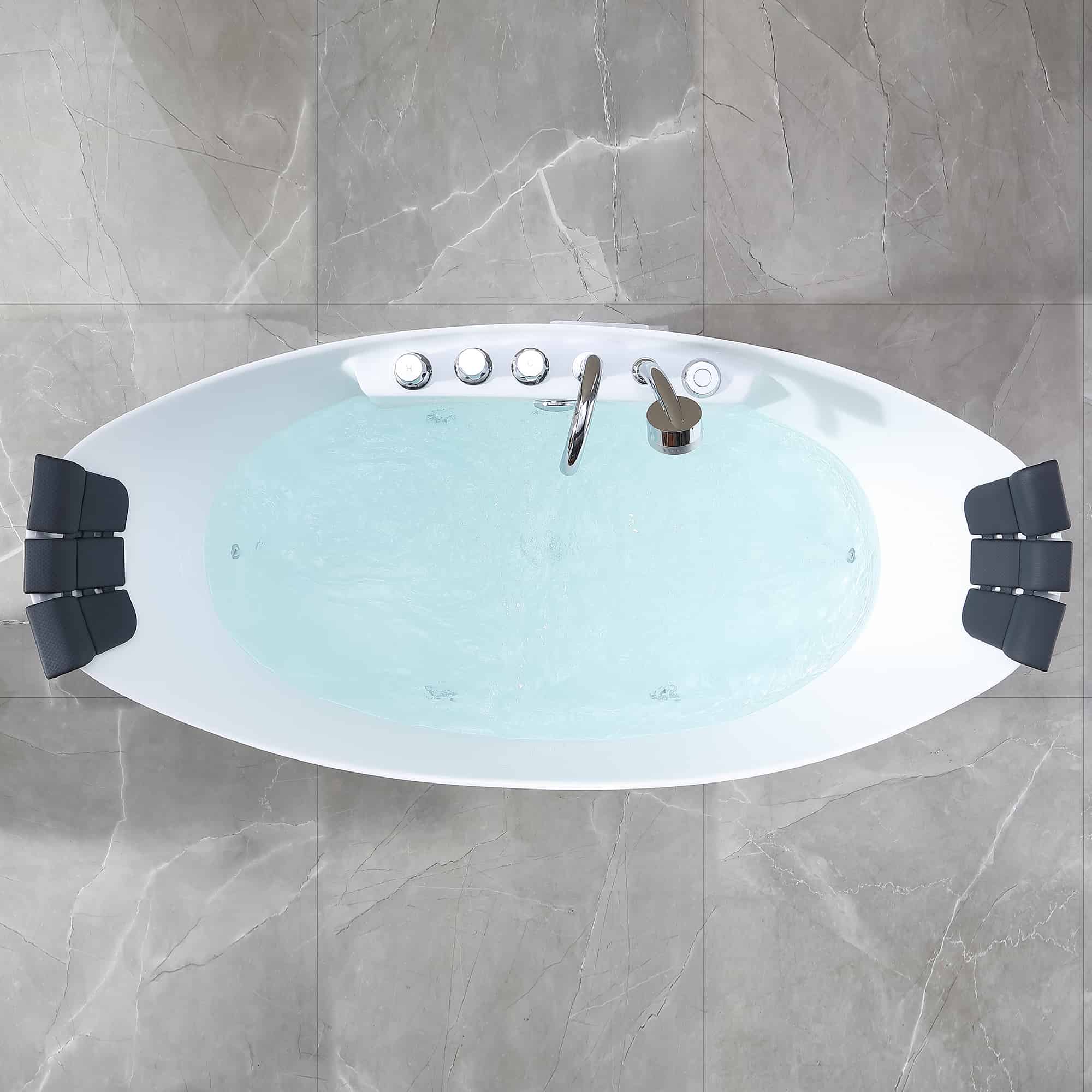 EMPV-67AIS10-67" Freestanding Boat-shaped Whirlpool Bathtub with Center Drain-3