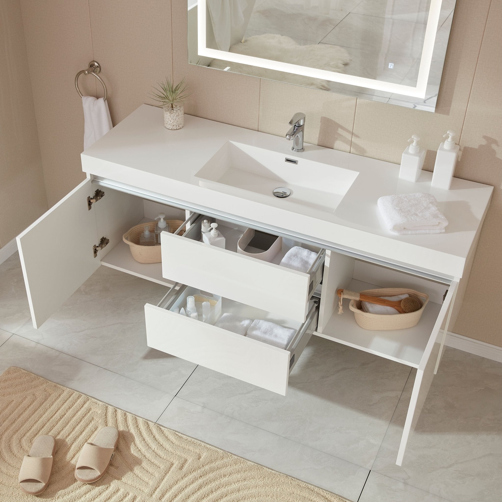 Annecy 60" Single Sink Wall Mounted Bathroom Vanity Set - HomeBeyond
