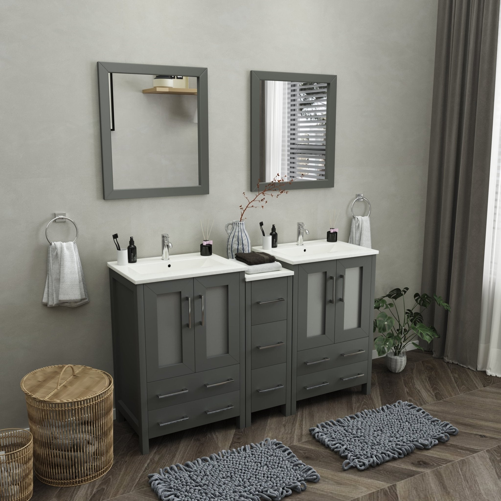 Brescia 60" Double Sink Bathroom Vanity Combo Set - HomeBeyond