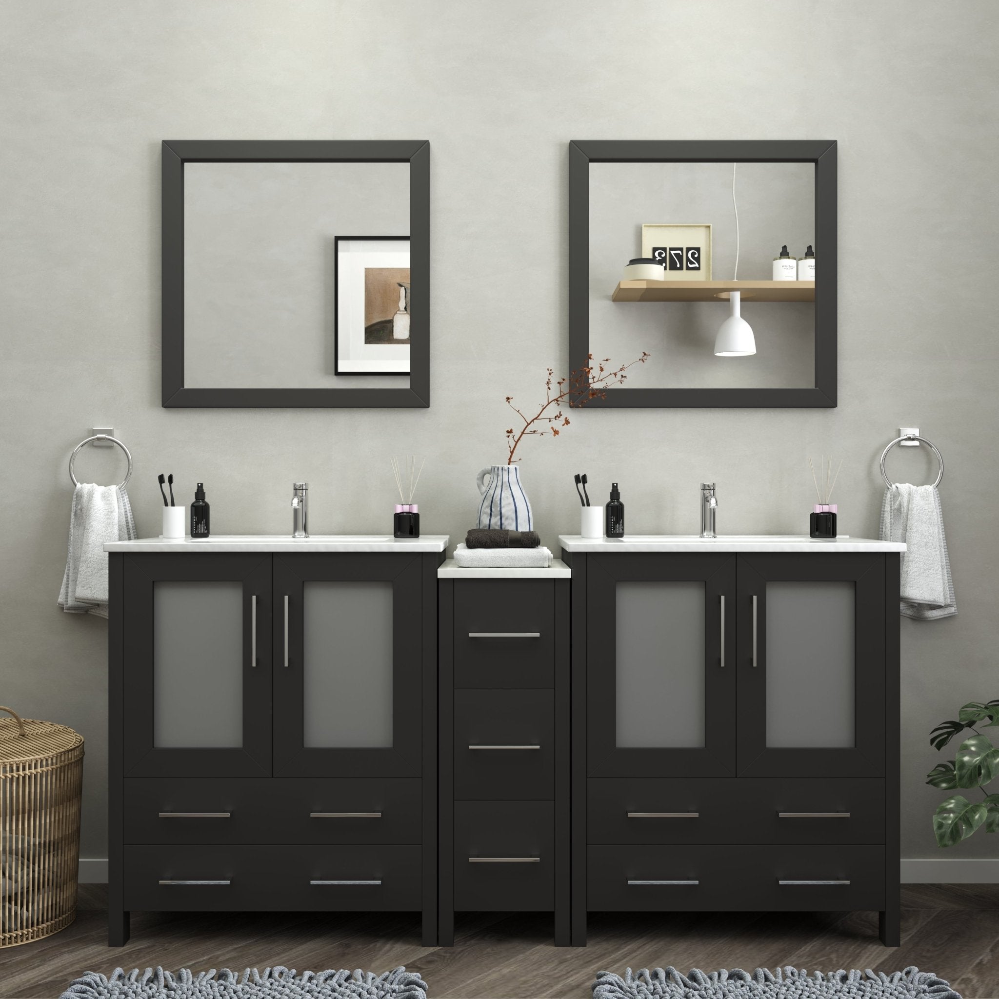 Brescia 72" Double Sink Modern Bathroom Vanity Set - HomeBeyond