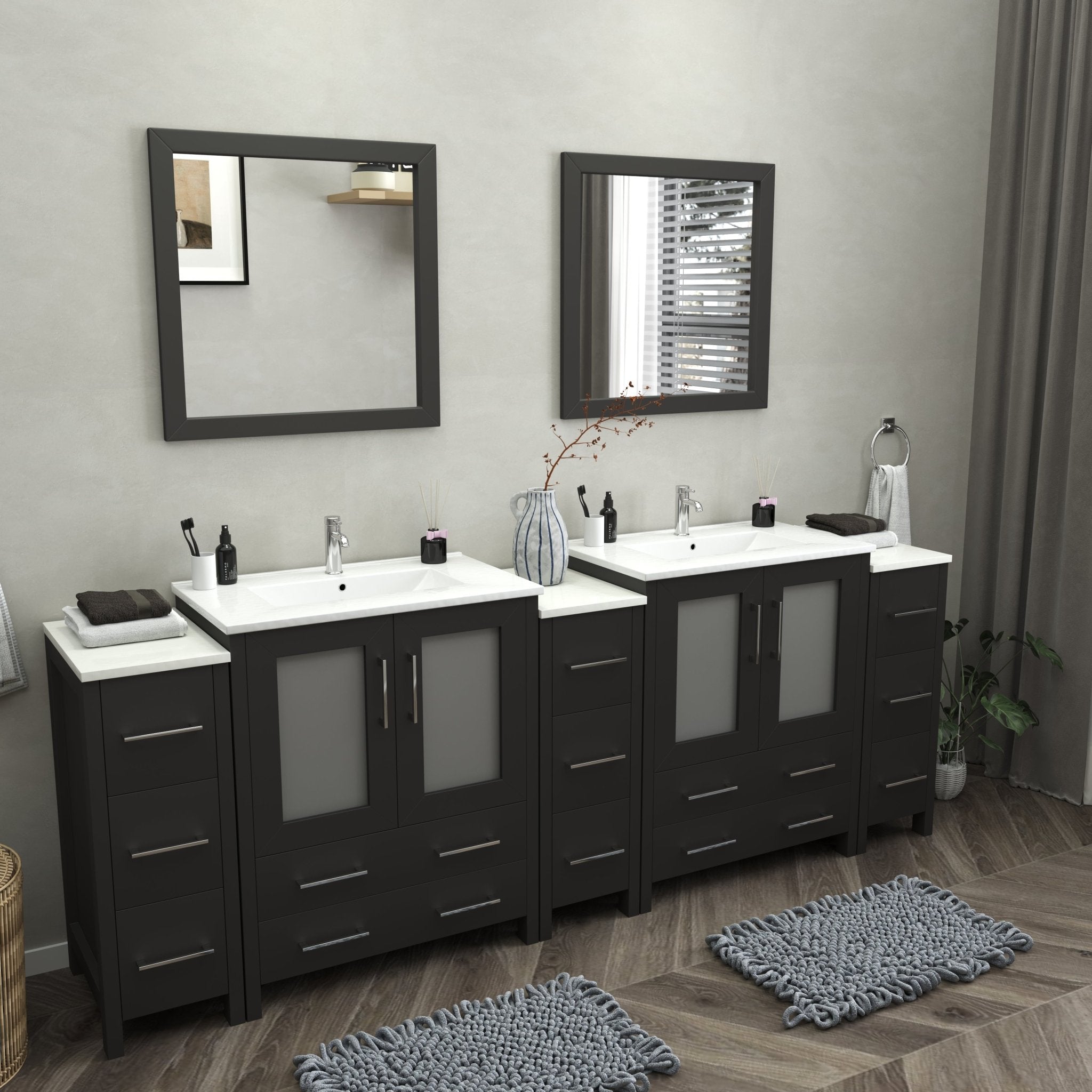 Brescia 96" Double Sink Modern Bathroom Vanity Set - HomeBeyond