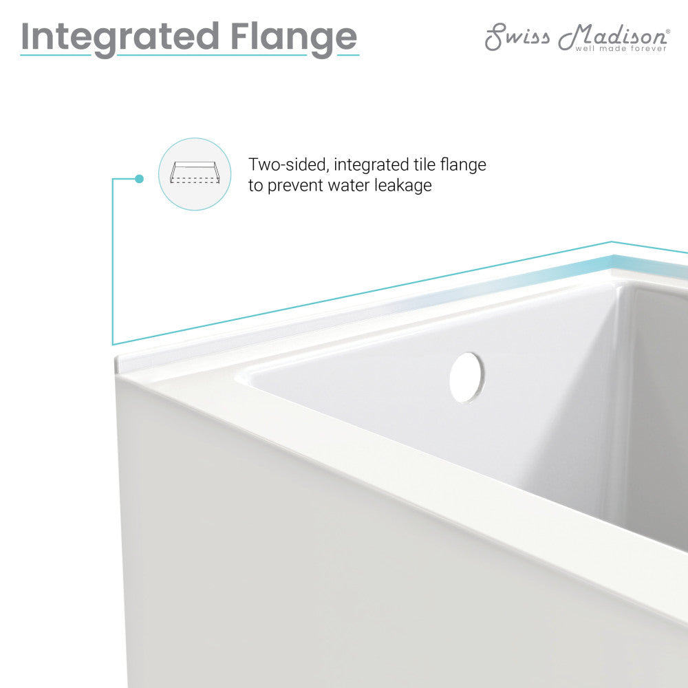 Claire 60" x 32" Left-Hand Drain Drain Alcove Bath Tub with Corner Apron