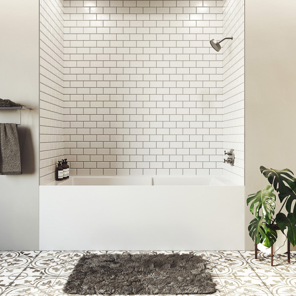Voltaire 72" x 36" Left-Hand Drain Alcove Bathtub with Apron and Armrest Drain Alcove Bathtub Apron and Armrest