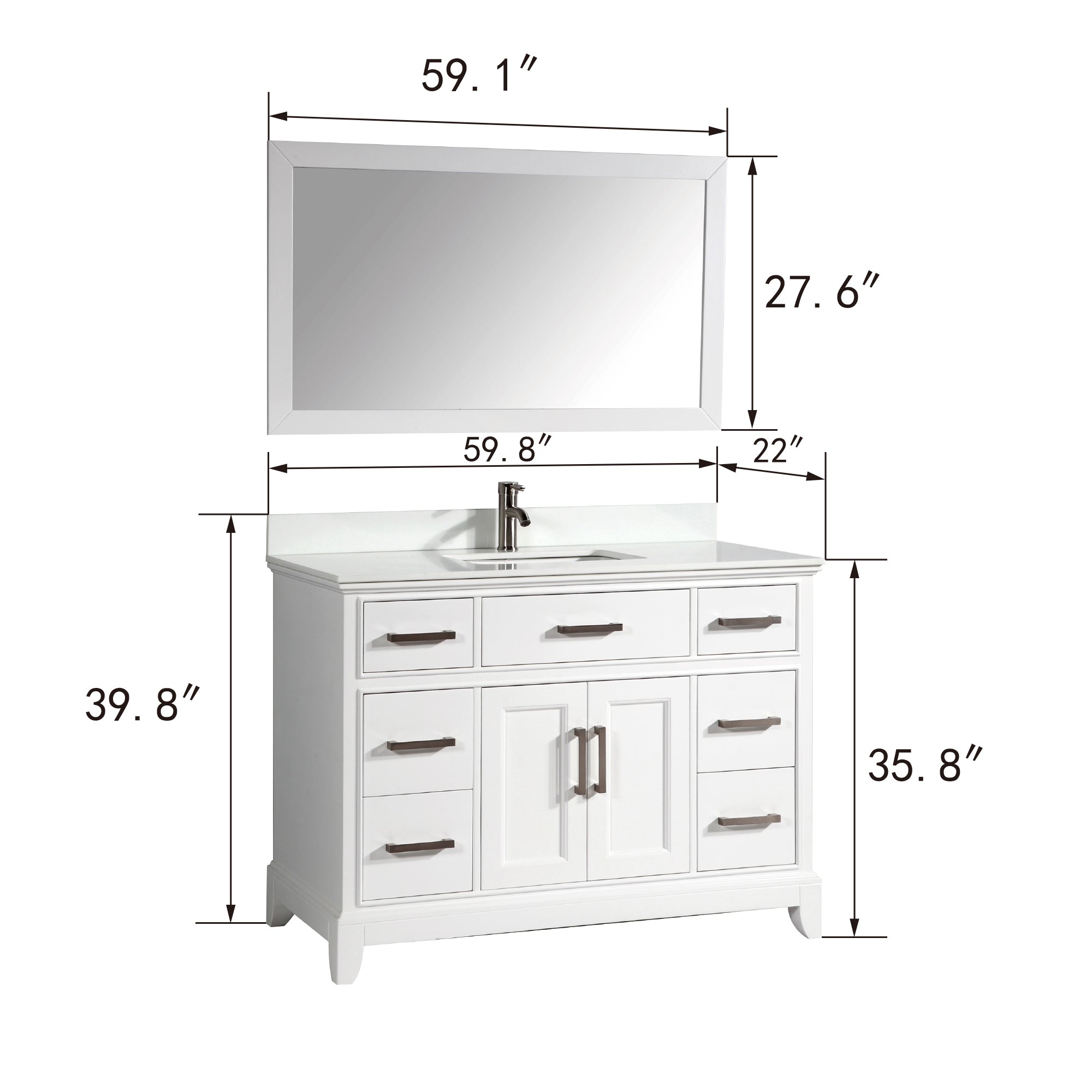Genoa 60" Single Sink Bathroom Vanity Set - HomeBeyond