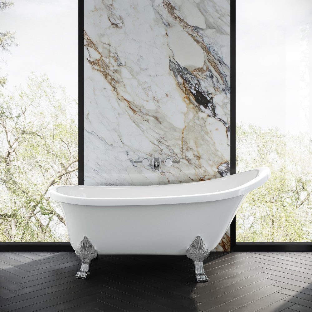 Cache Single Slipper, Clawfoot Soaking Acrylic Bathtub, Chrome Clawfoot Clawfoot Soaking Acrylic Freestanding Bathtub