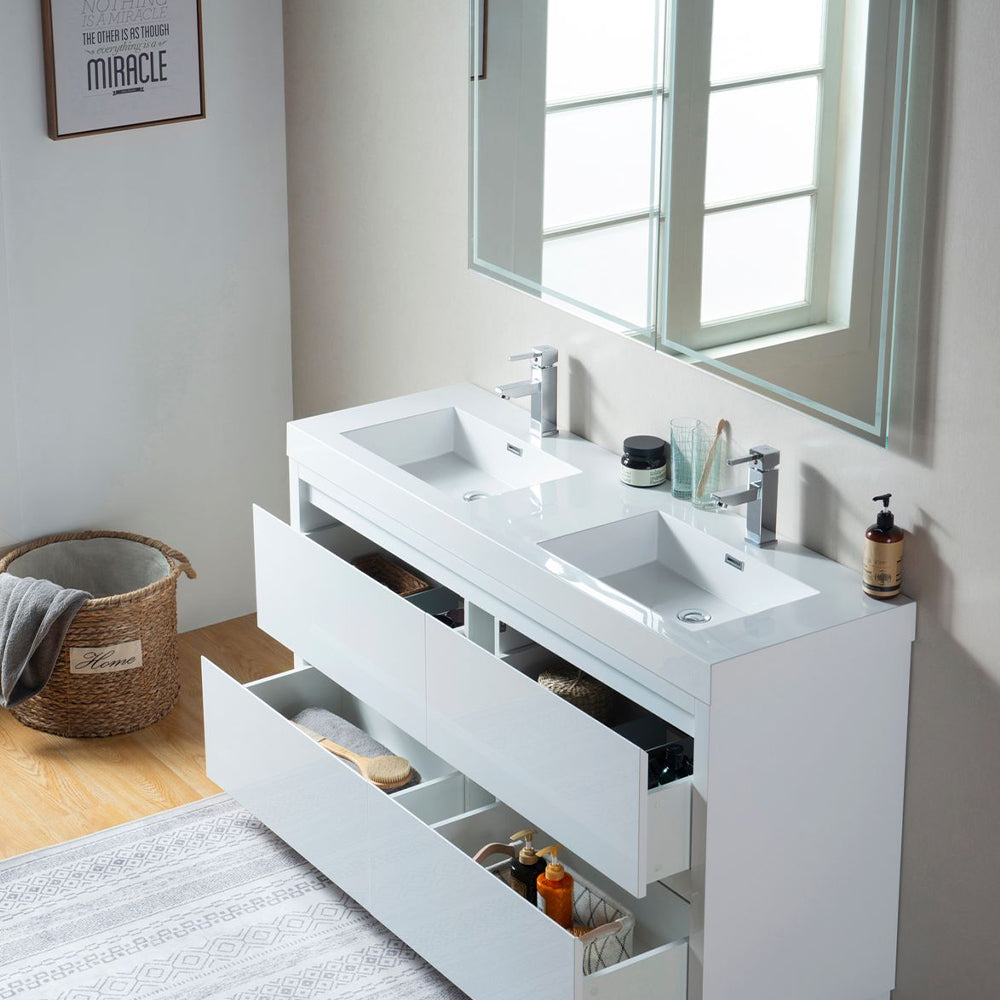 Annecy 60" Double Sink Floor-Standing Wall Mounted Bathroom Vanity Set 60" Double Sink Floor-Standing Vanity