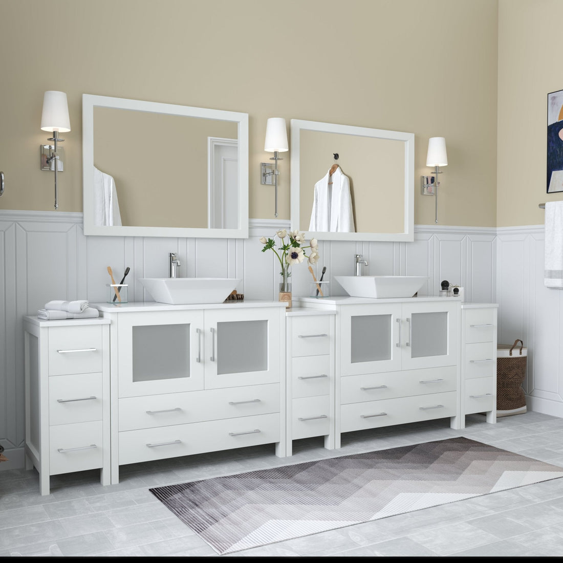 Ravenna 108" Double Sink Bathroom Vanity Combo Set - HomeBeyond