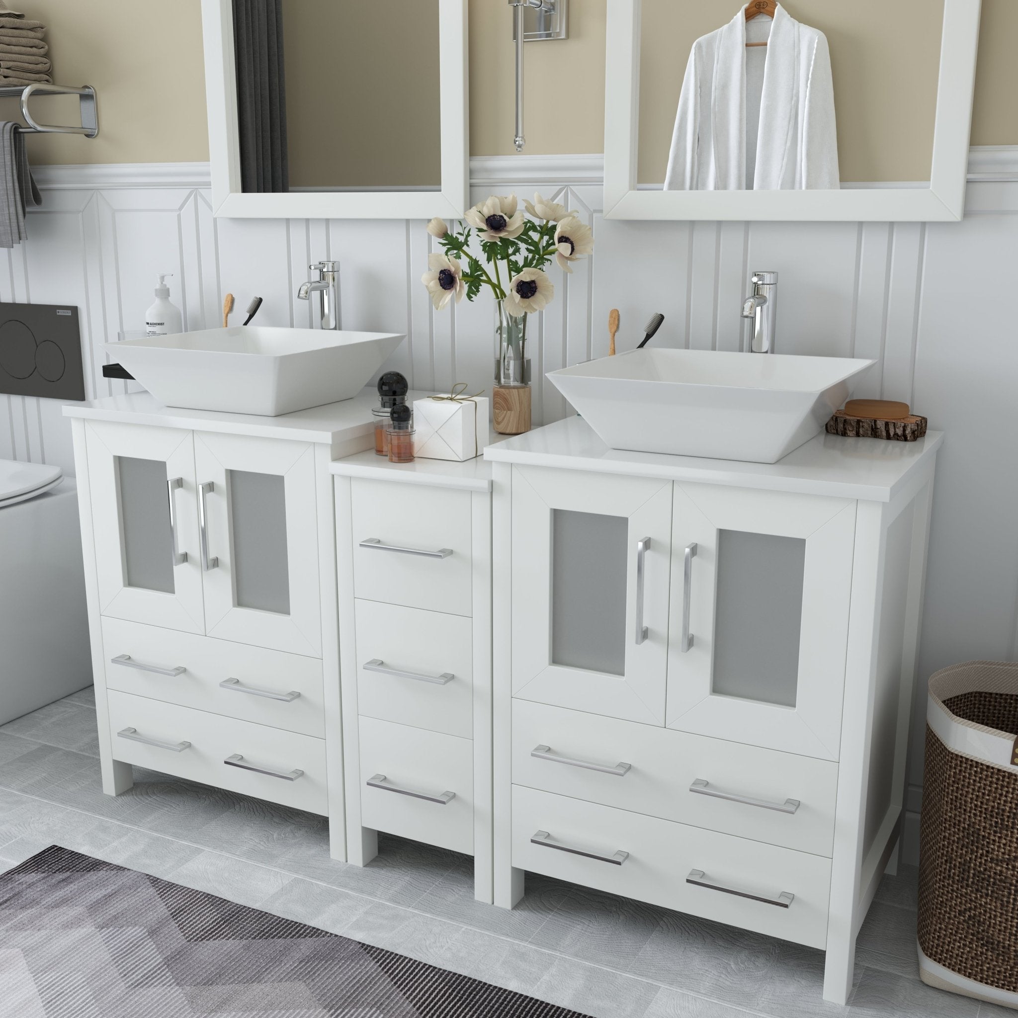 Ravenna 60" Double Sink Bathroom Vanity Combo Set - HomeBeyond