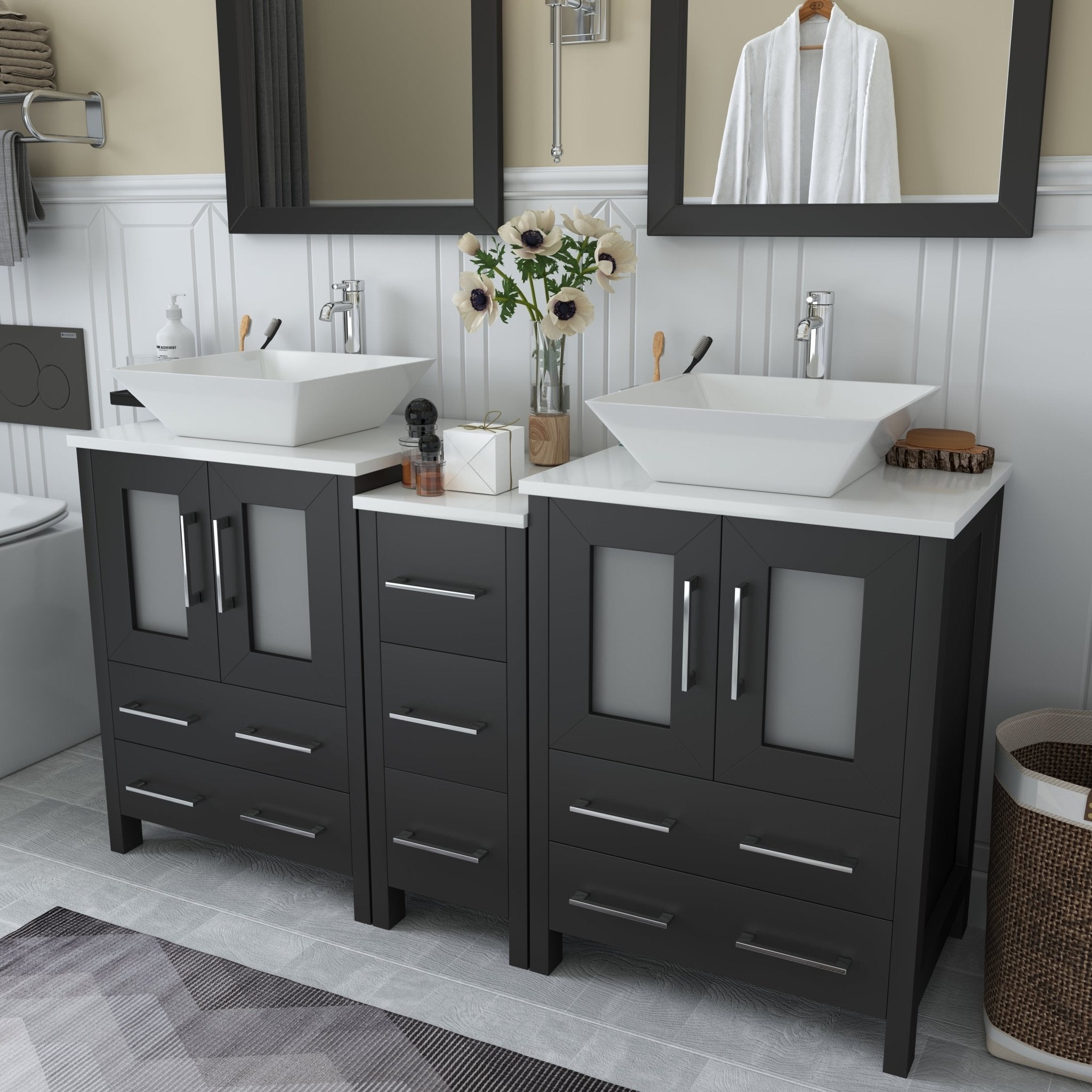 Ravenna 60" Double Sink Bathroom Vanity Combo Set - HomeBeyond