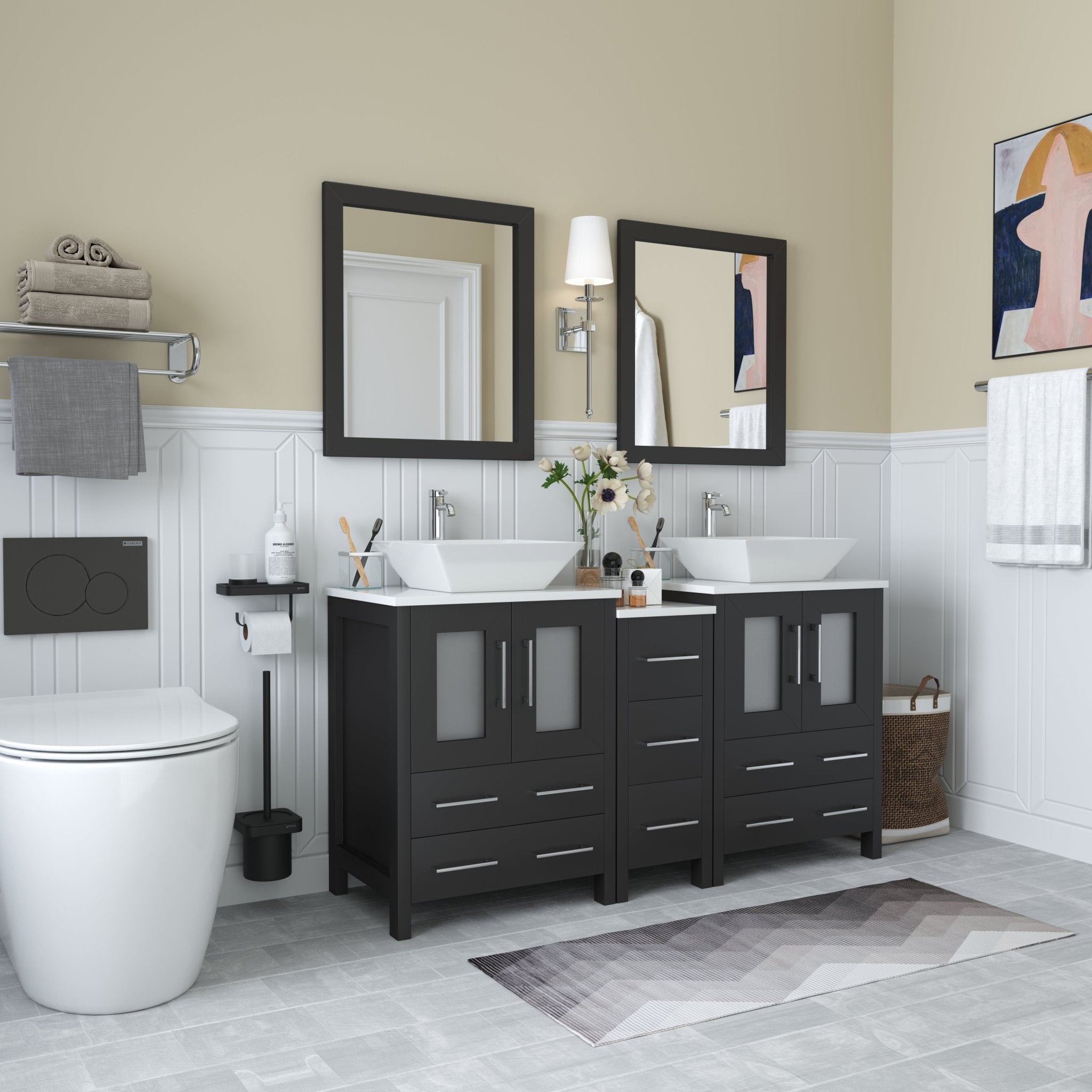 Ravenna 60" Double Sink Bathroom Vanity Combo Set - HomeBeyond