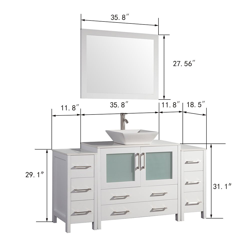 Ravenna 60" Single Sink Small Bathroom Vanity Set - HomeBeyond