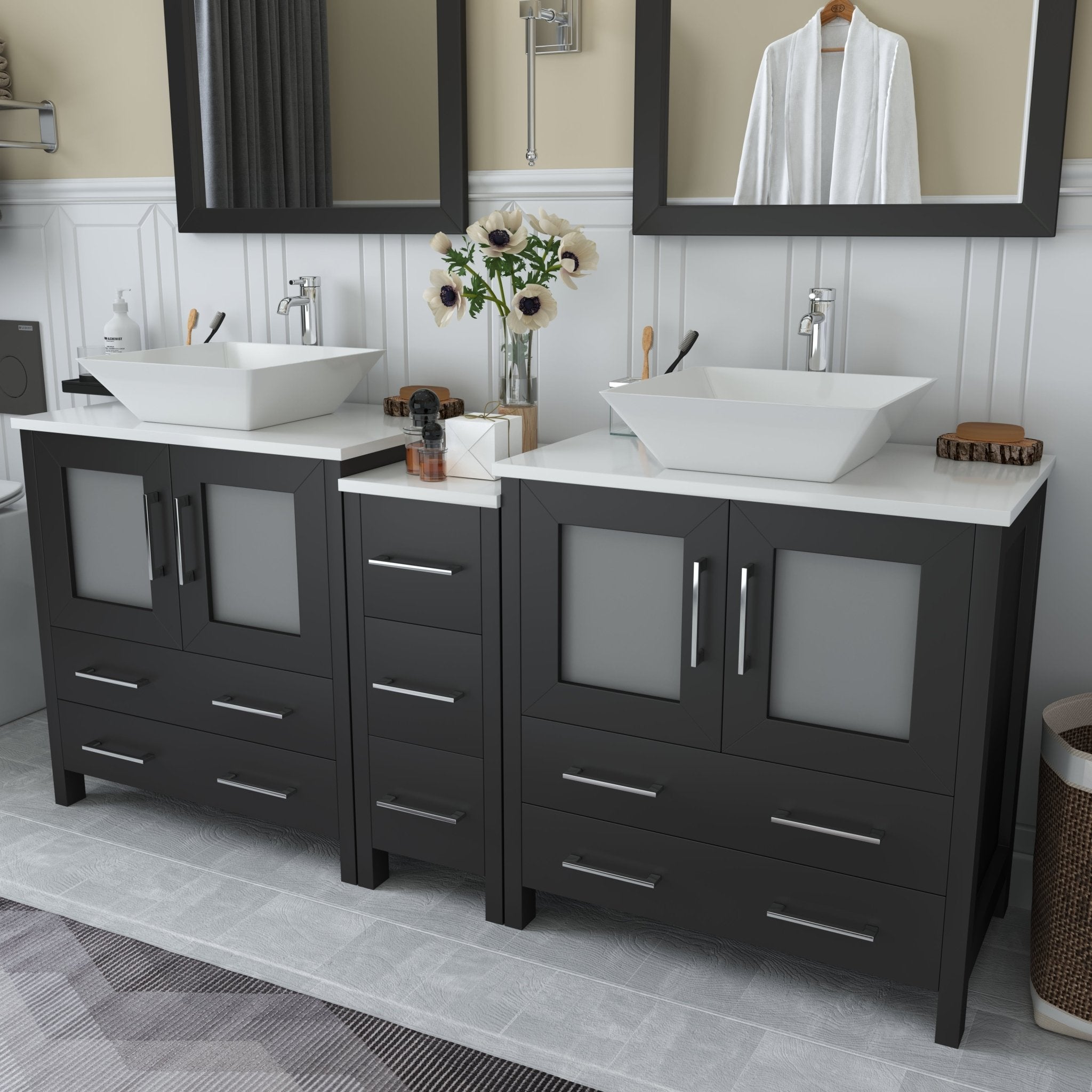 Ravenna 72" Double Sink Bathroom Vanity Combo Set - HomeBeyond