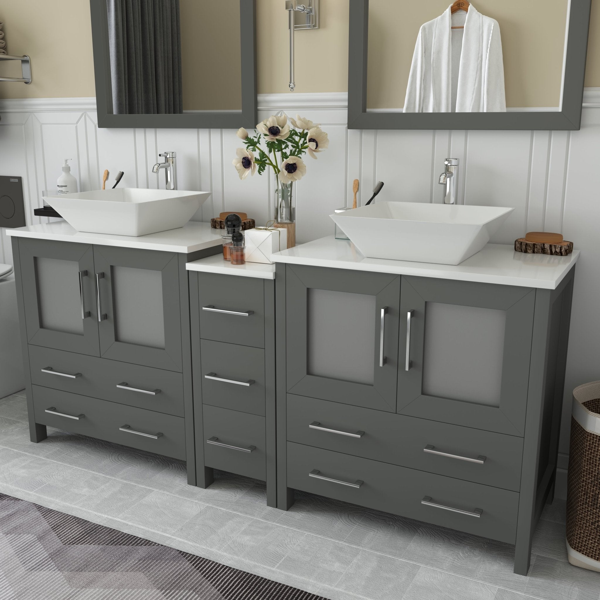 Ravenna 72" Double Sink Bathroom Vanity Combo Set - HomeBeyond