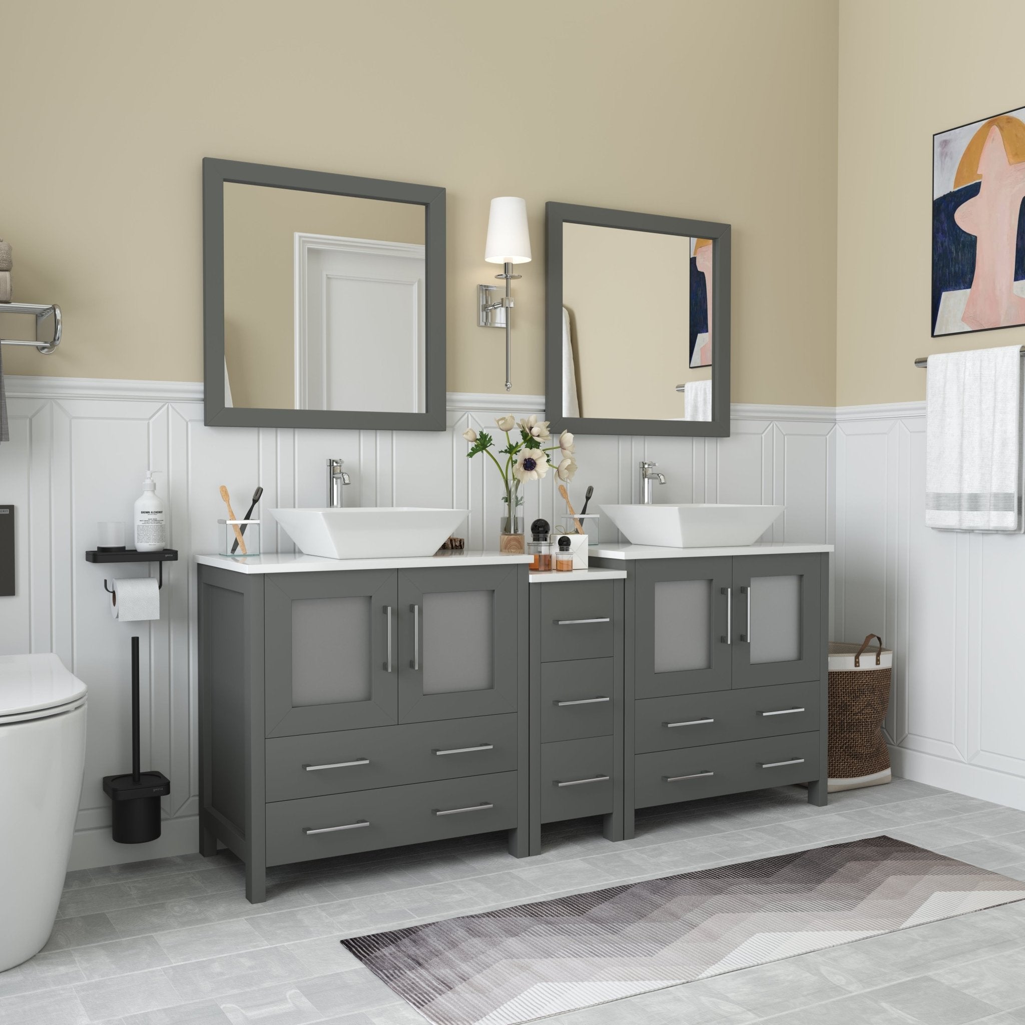 Ravenna 72" Double Sink Bathroom Vanity Combo Set - HomeBeyond