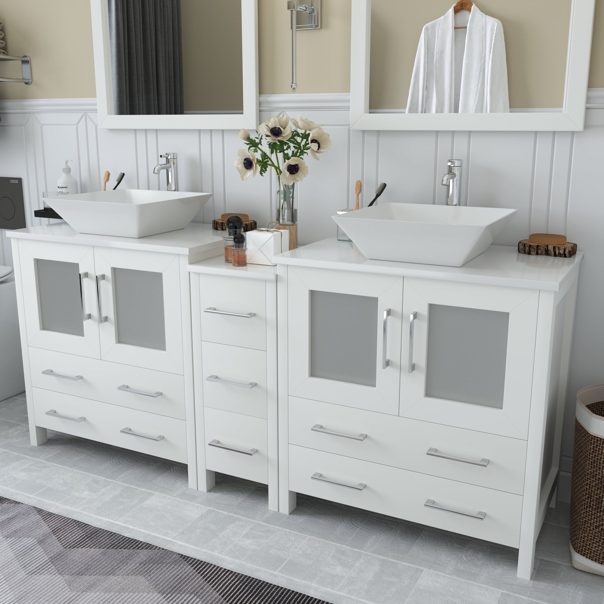 Ravenna 72" Double Sink Bathroom Vanity Combo Set - HomeBeyond