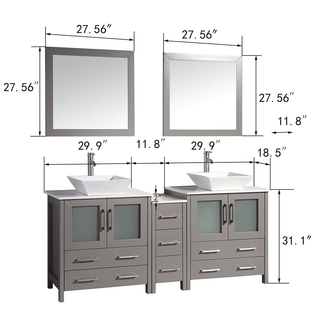 Ravenna 72" Double Sink Bathroom Vanity Combo Set - HomeBeyond