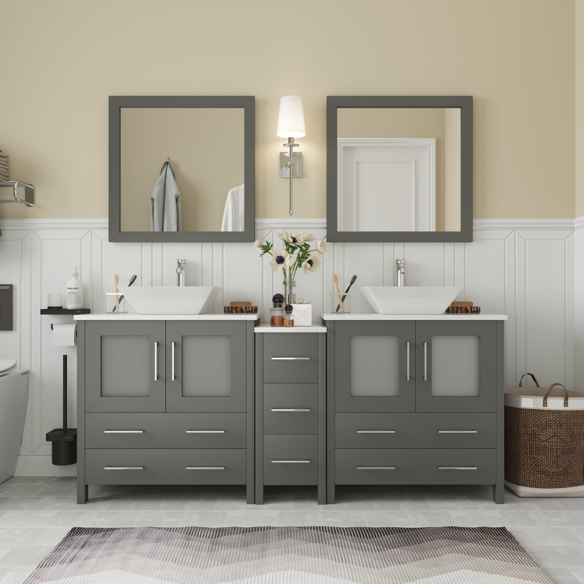 Ravenna 72" Double Sink Bathroom Vanity Combo Set - HomeBeyond