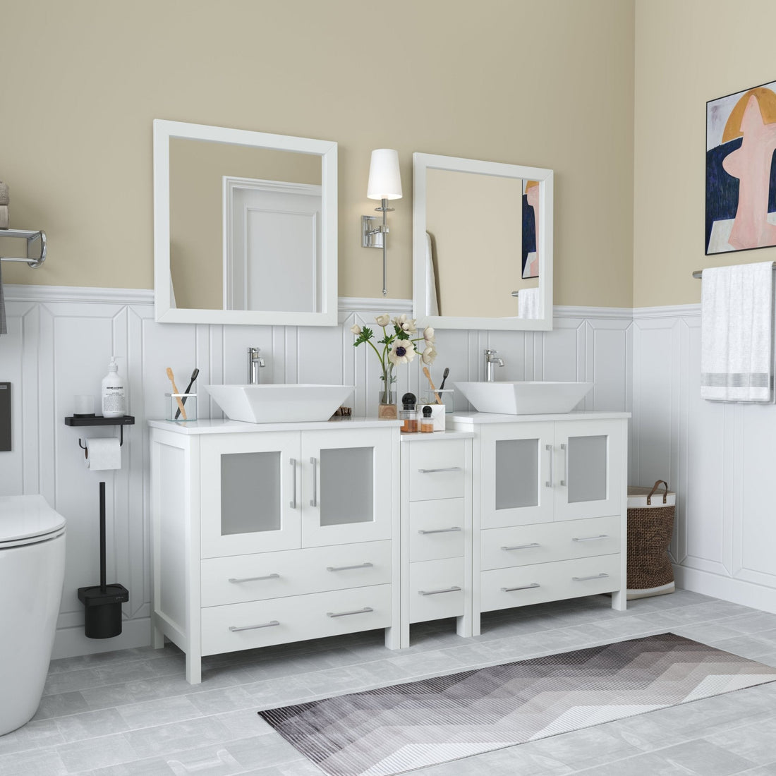 Ravenna 72" Double Sink Bathroom Vanity Combo Set - HomeBeyond