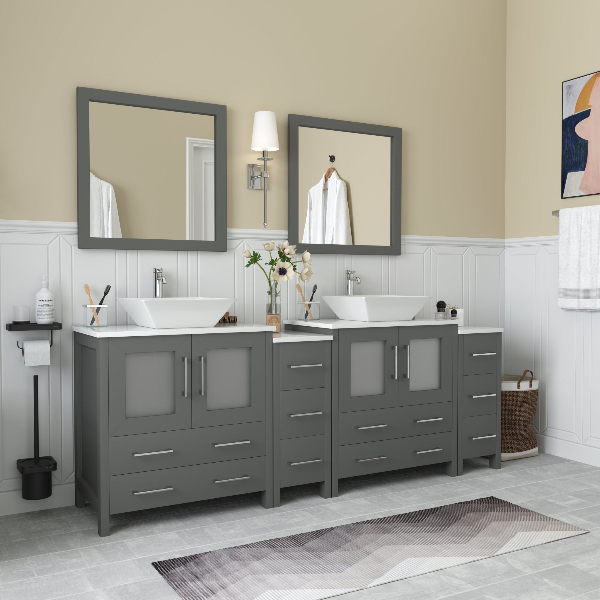 Ravenna 84" Double Sink Bathroom Vanity Combo Set - HomeBeyond