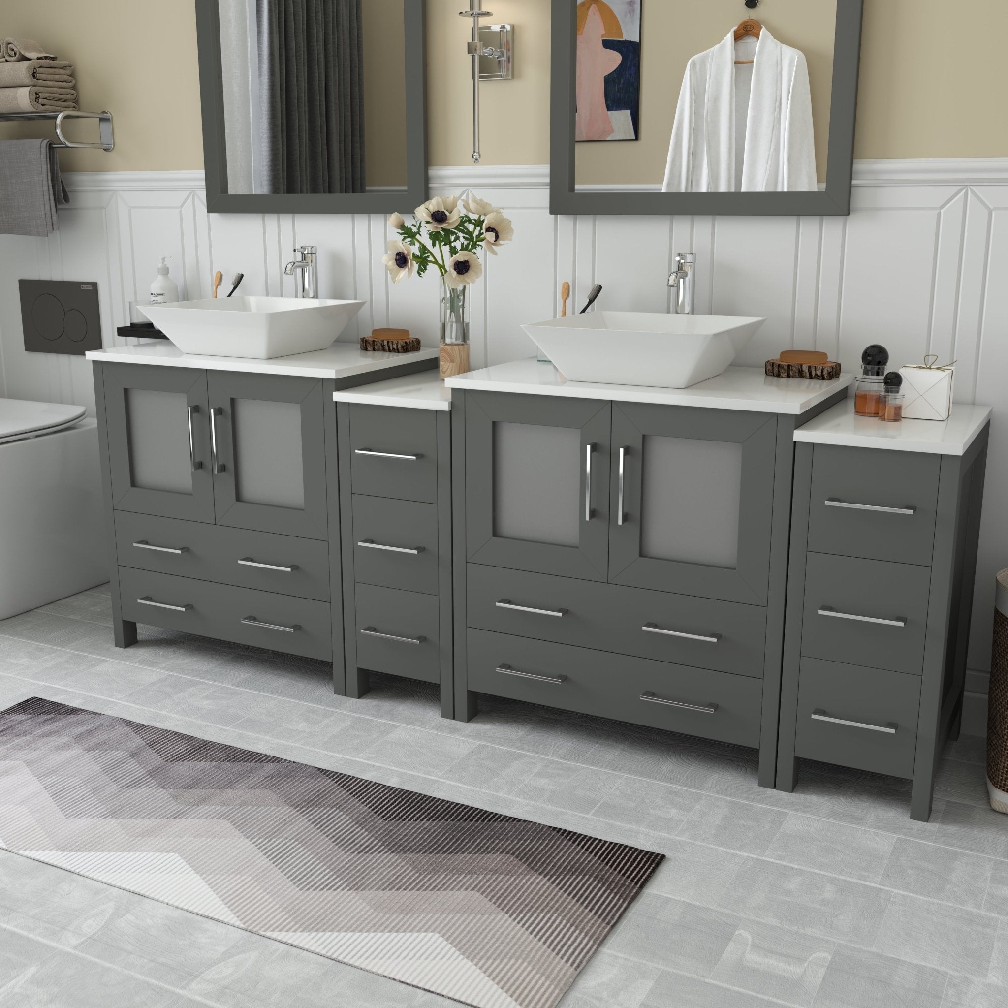 Ravenna 84" Double Sink Bathroom Vanity Combo Set - HomeBeyond