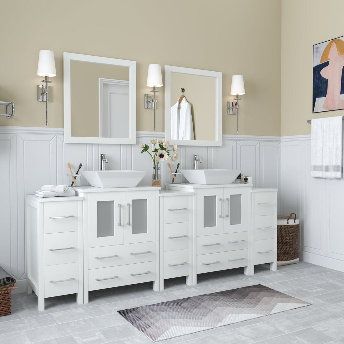 Ravenna 84" Double Sink Bathroom Vanity Combo Set - HomeBeyond