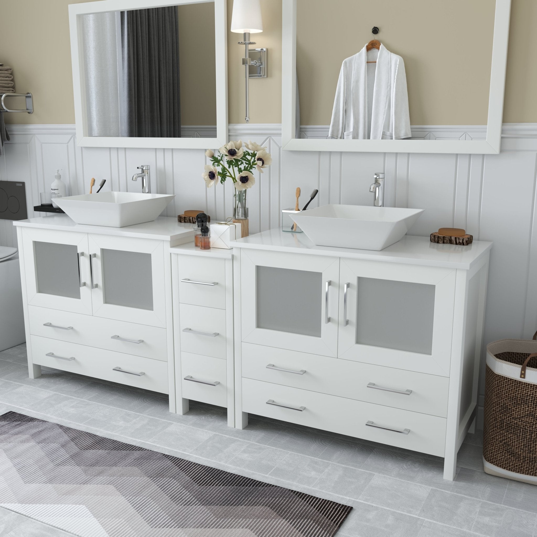 Ravenna 84" Double Sink Bathroom Vanity Combo Set - HomeBeyond