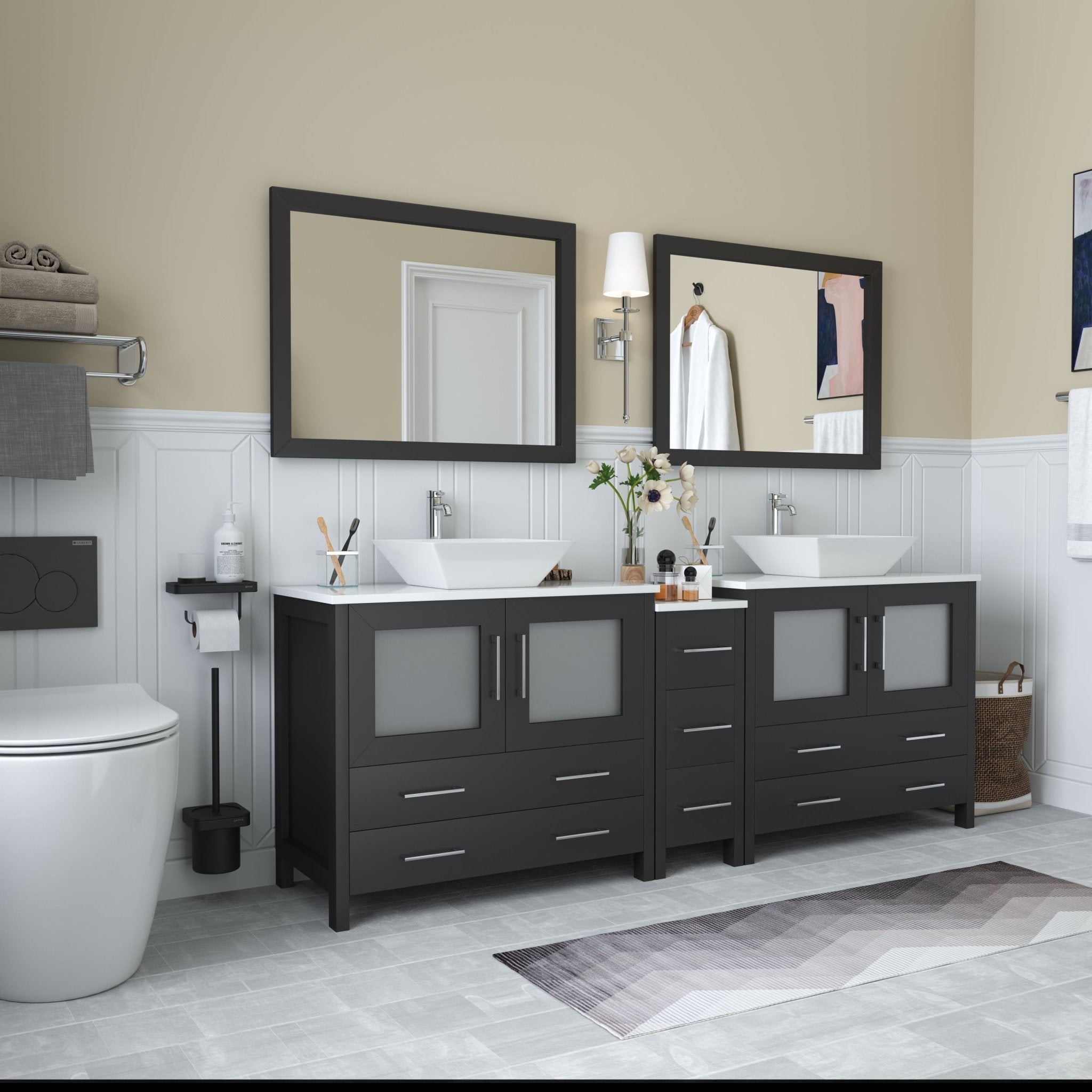 Ravenna 84" Double Sink Bathroom Vanity Combo Set - HomeBeyond