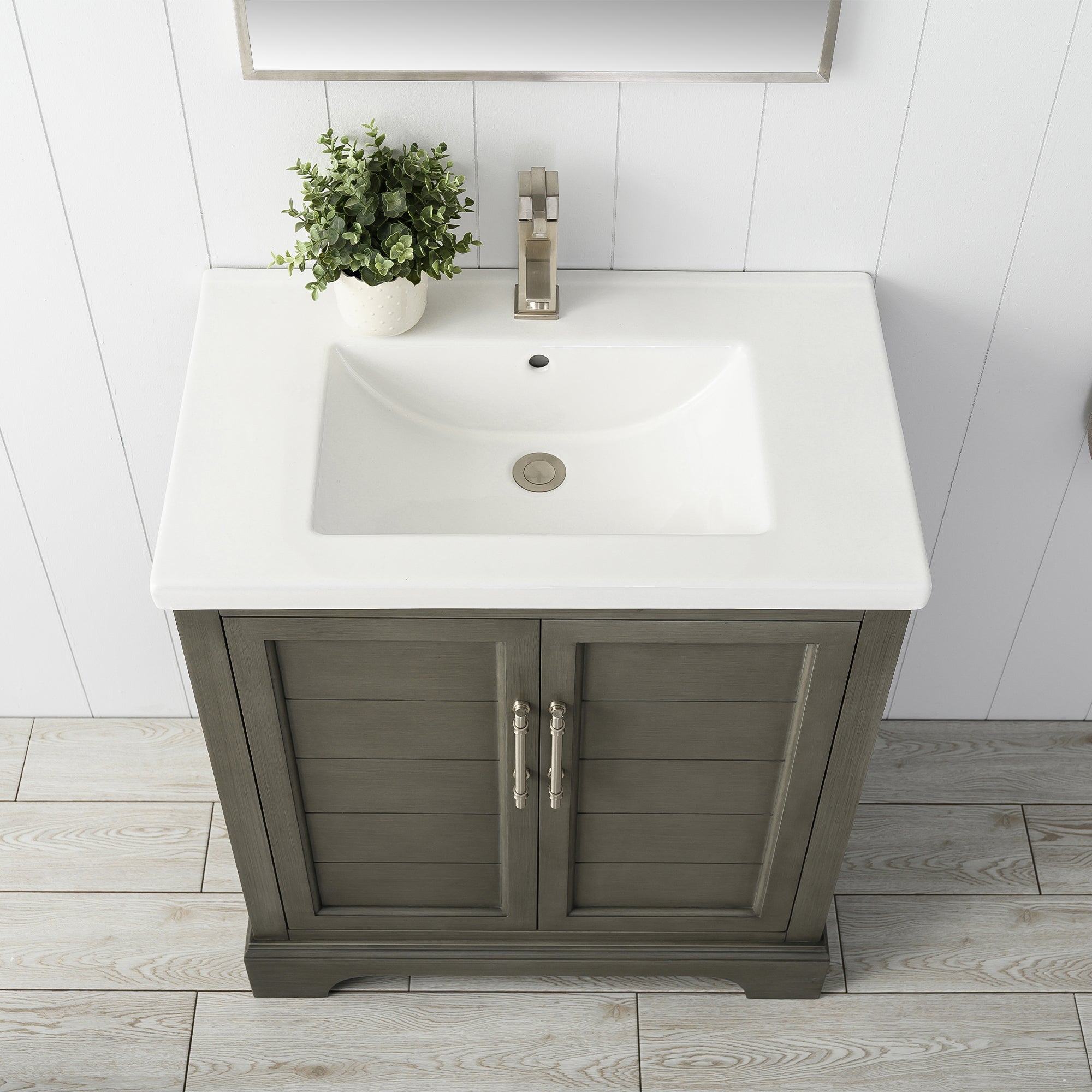 Vannes 30" Single Sink Bathroom Vanity in Silver Grey / White / Vintage Green - HomeBeyond