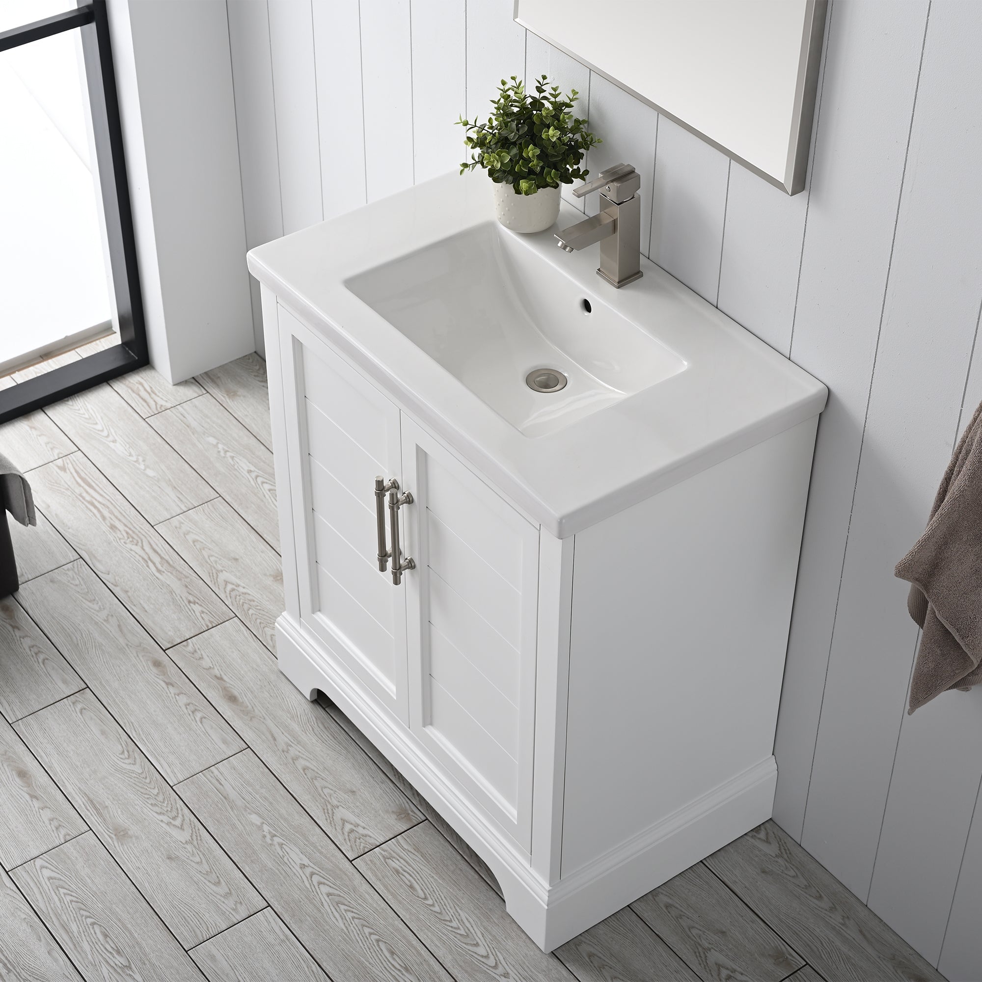 Vannes 30" Single Sink Bathroom Vanity in Silver Grey / White / Vintage Green - HomeBeyond