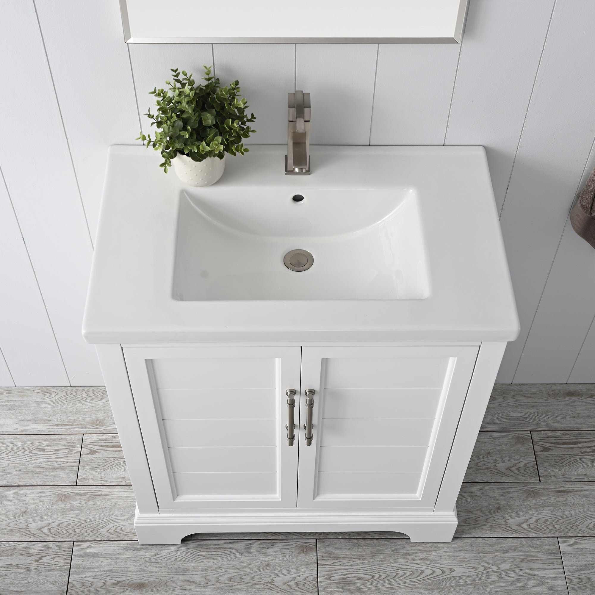 Vannes 30" Single Sink Bathroom Vanity in Silver Grey / White / Vintage Green - HomeBeyond