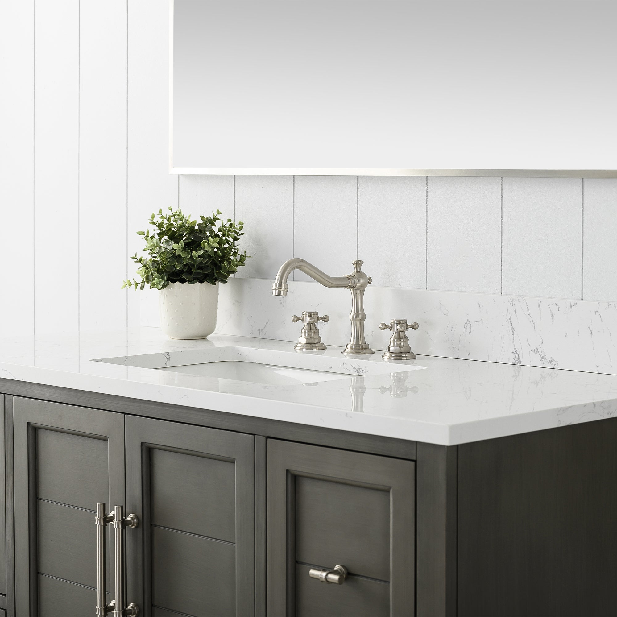 Vannes 48" Single Sink Bathroom Vanity in Silver Grey / White / Vintage Green - HomeBeyond