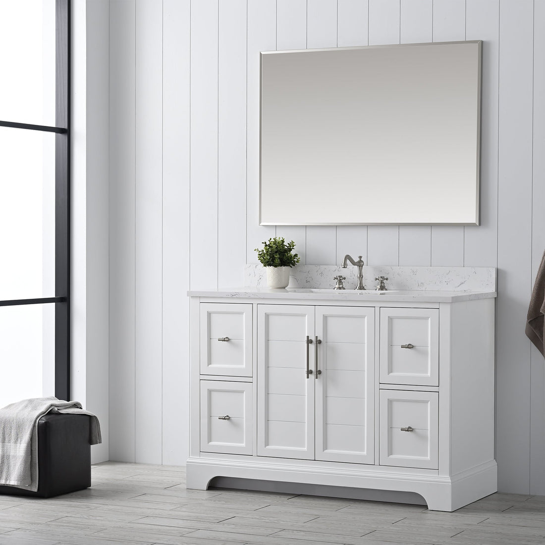 Vannes 48" Single Sink Bathroom Vanity in Silver Grey / White / Vintage Green - HomeBeyond