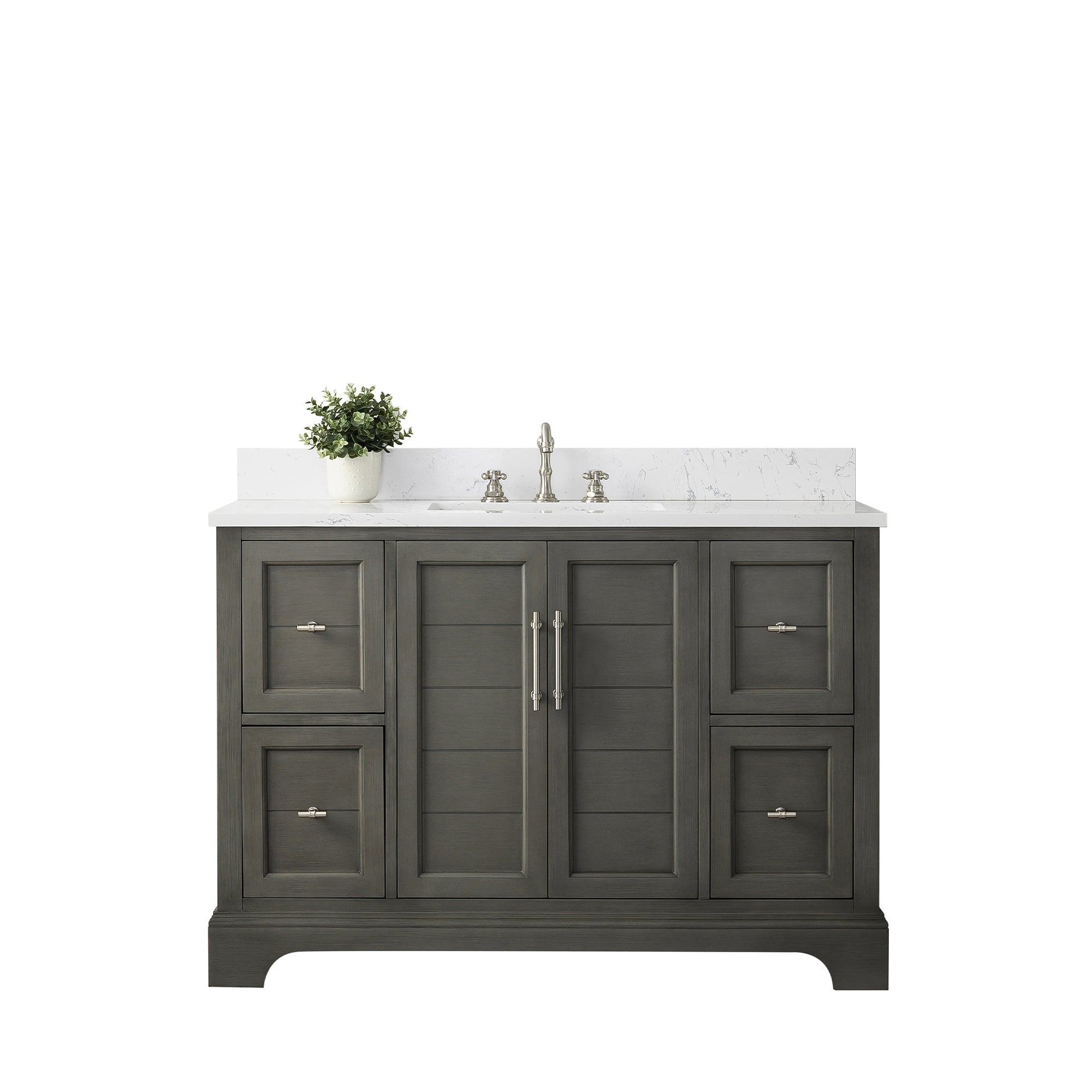 Vannes 48" Single Sink Bathroom Vanity in Silver Grey / White / Vintage Green - HomeBeyond