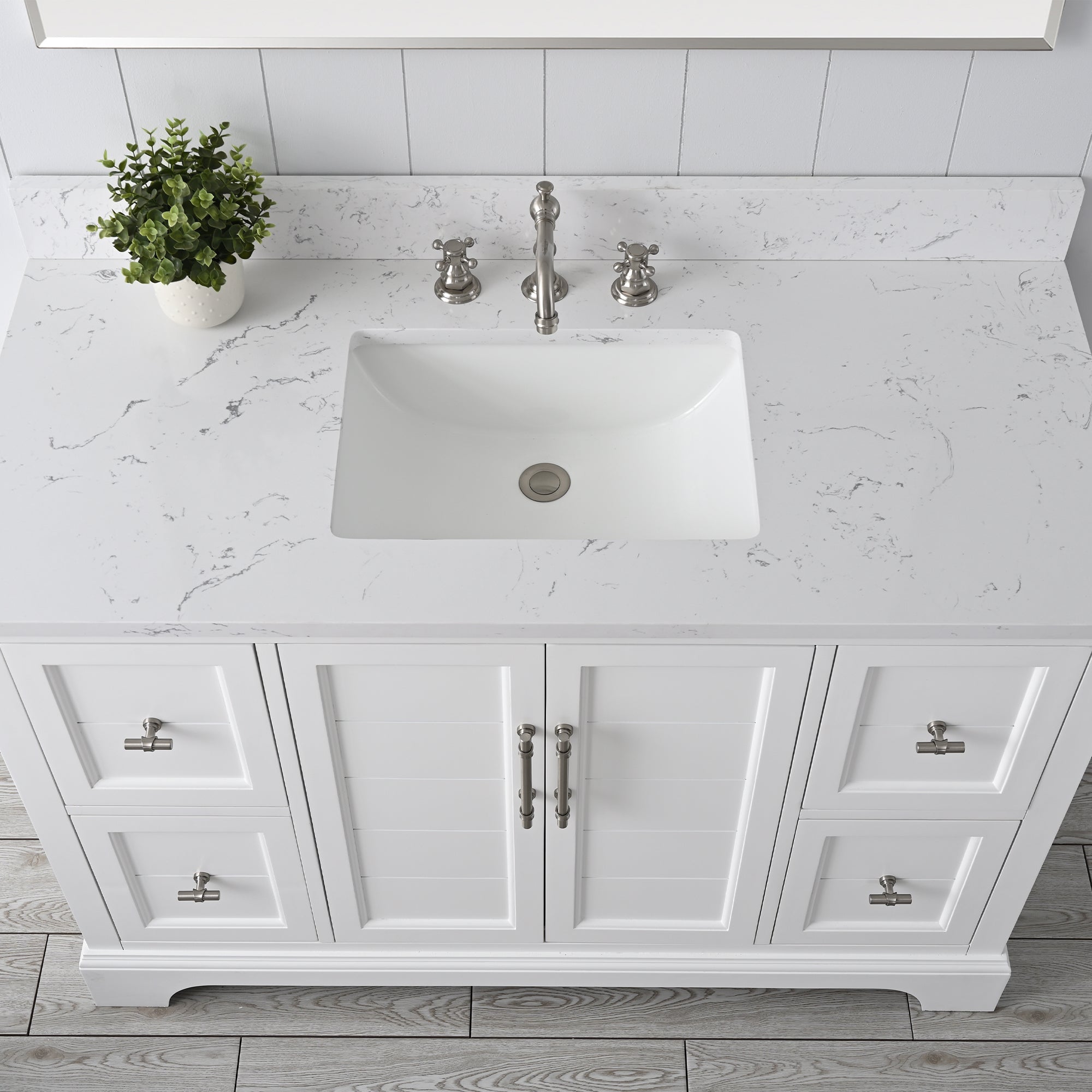 Vannes 48" Single Sink Bathroom Vanity in Silver Grey / White / Vintage Green - HomeBeyond