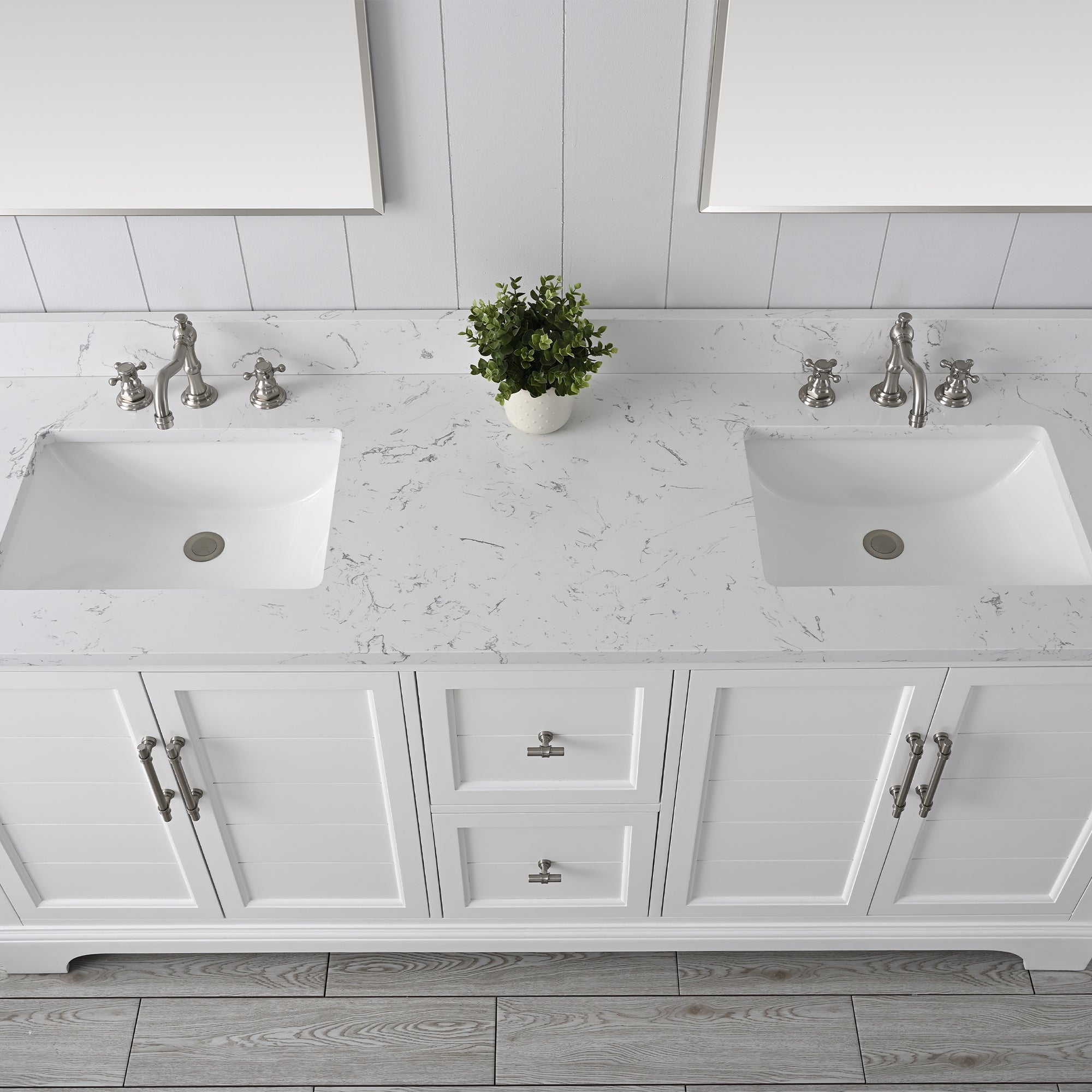 Vannes 72" Double Sink Bathroom Vanity in Silver Grey / White / Vintage Green - HomeBeyond
