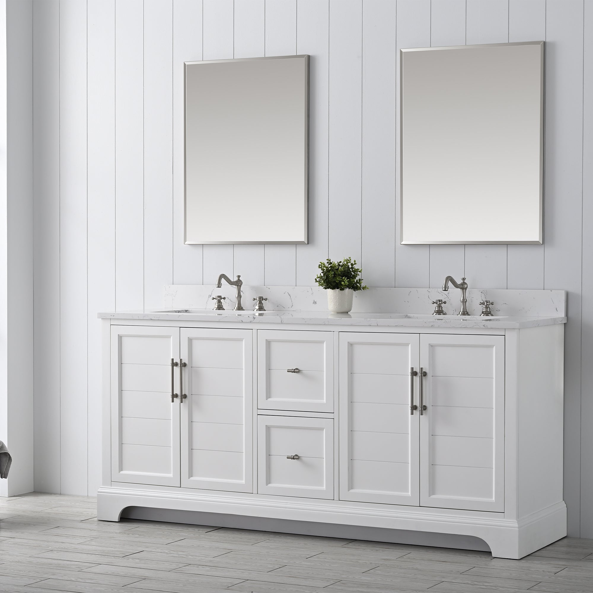 Vannes 72" Double Sink Bathroom Vanity in Silver Grey / White / Vintage Green - HomeBeyond