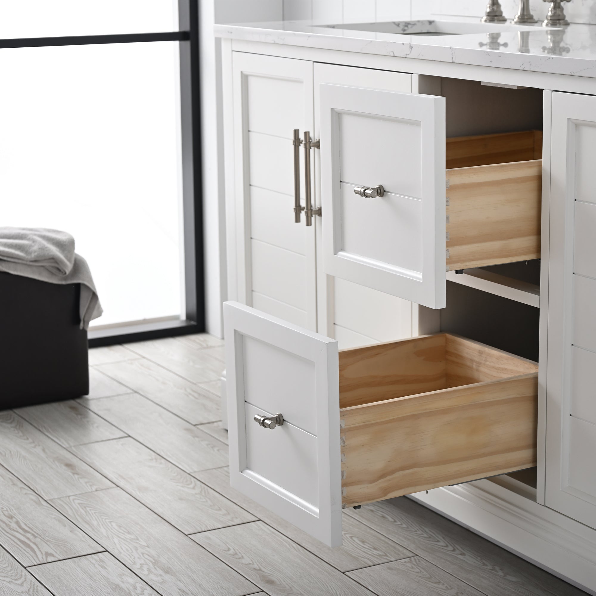 Vannes 72" Double Sink Bathroom Vanity in Silver Grey / White / Vintage Green - HomeBeyond