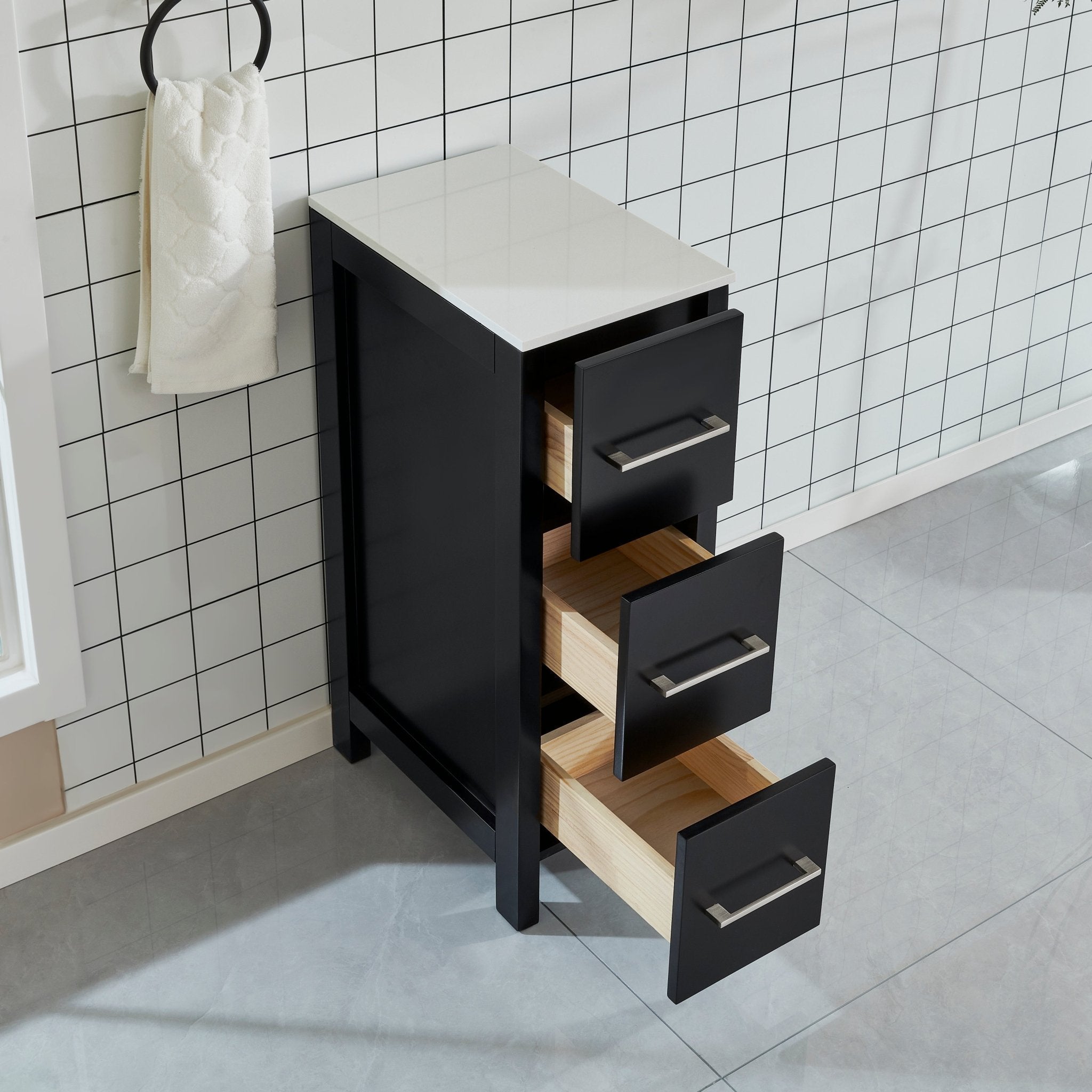 12&quot; Bathroom Cabinet 3 Drawer Side Storage Organizer - HomeBeyond