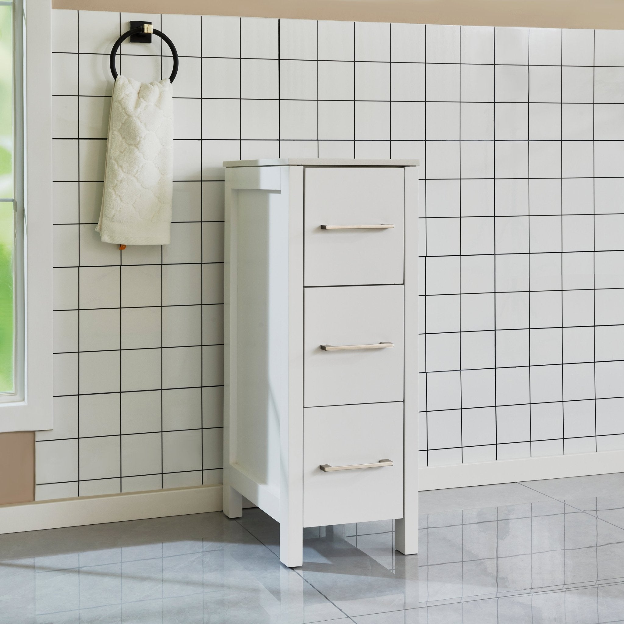 12&quot; Bathroom Cabinet 3 Drawer Side Storage Organizer - HomeBeyond