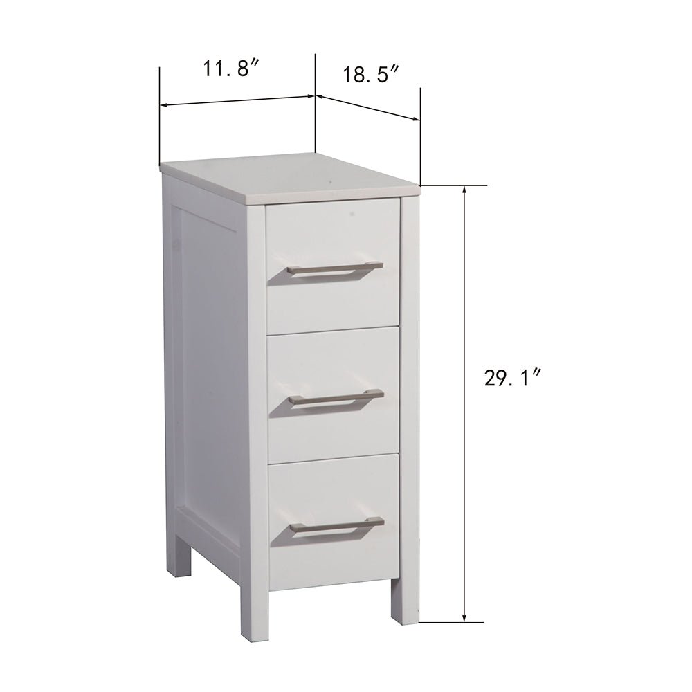 12&quot; Bathroom Cabinet 3 Drawer Side Storage Organizer - HomeBeyond