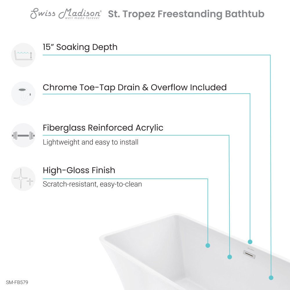 St. Tropez 67&quot; Freestanding Bathtub