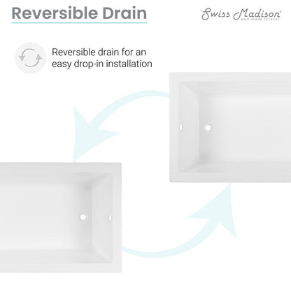 Voltaire 66&quot; x 36&quot; Reversible Drain Drop-In Bathtub